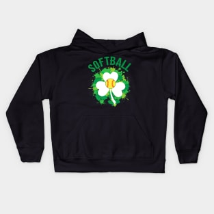 Irish St Patricks Softball Baseball Player Kids Hoodie